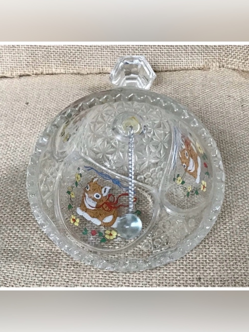 Vintage Bunny Crystal Bell Rabbit Holiday Easter Cottagecore Woodland Spring - Picture 6 of 7